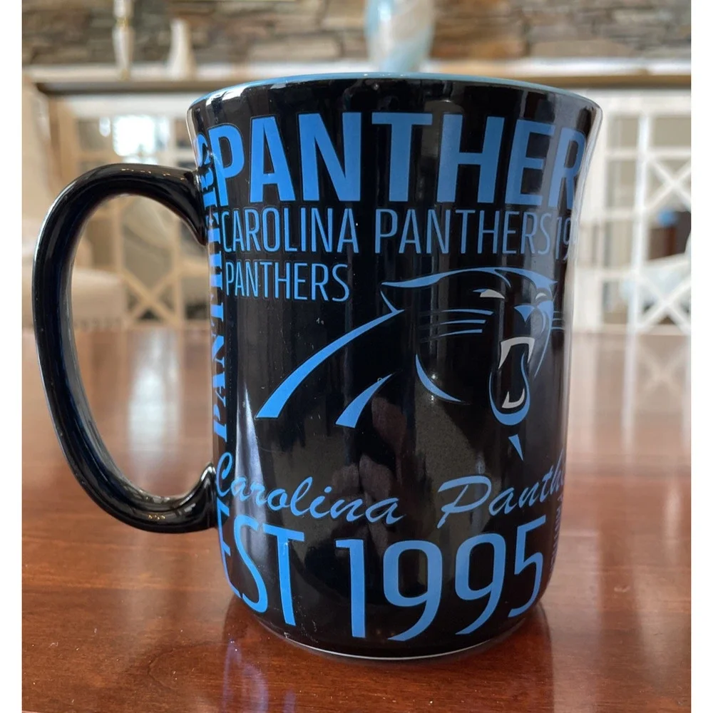 Boelter Brands NFL 14oz Ceramic Relief Sculpted Coffee Mug Carolina Panthers